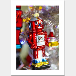 Small Red Toy Robot Christmas Ornament Posters and Art